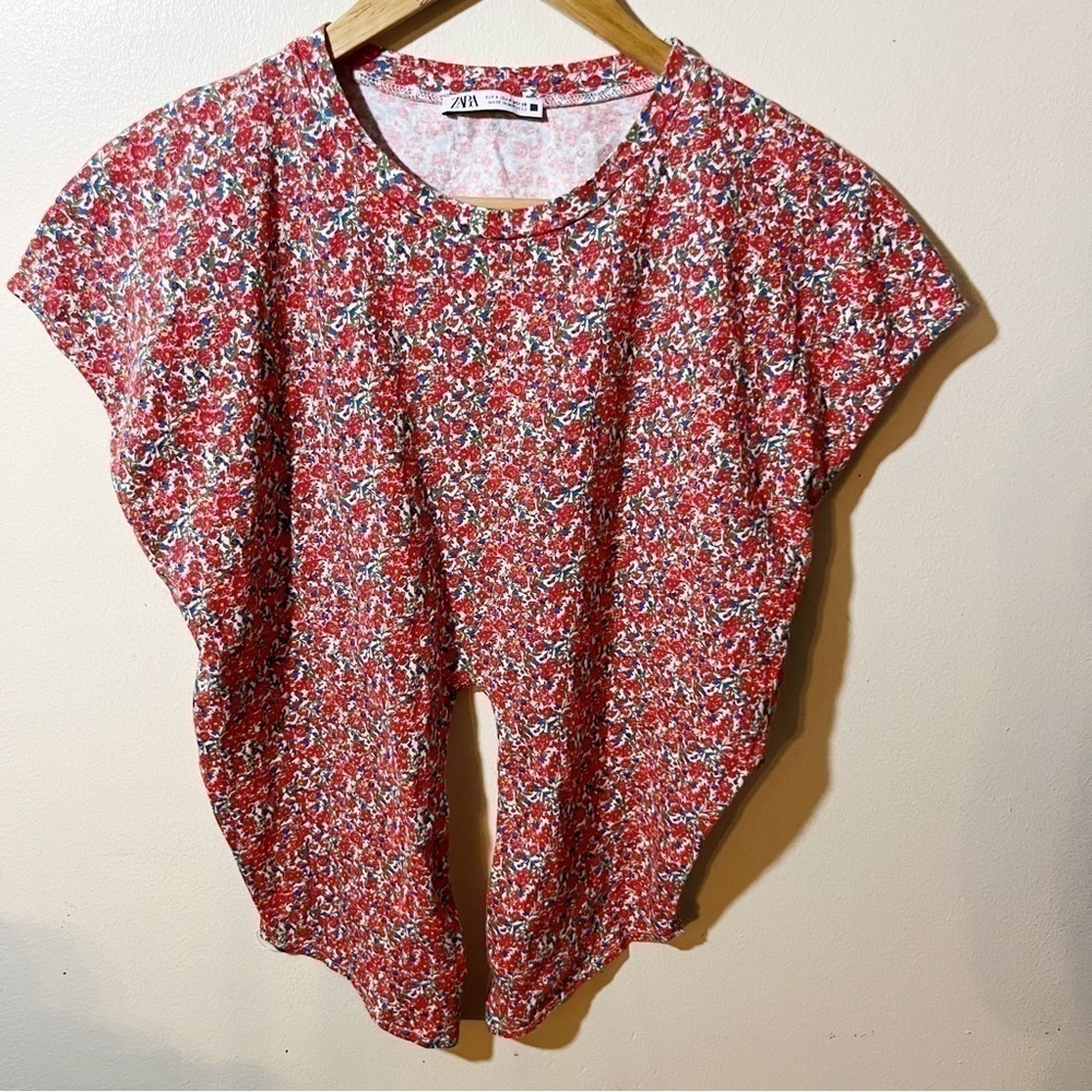 Zara Crop Tie Front Floral Print T Shirt Women’s Small Cowgirl Western Festival - Picture 2 of 8